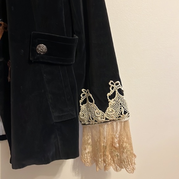 Custom Vintage Antique Lace Black Velvet Jacket - Picture 3 of 15